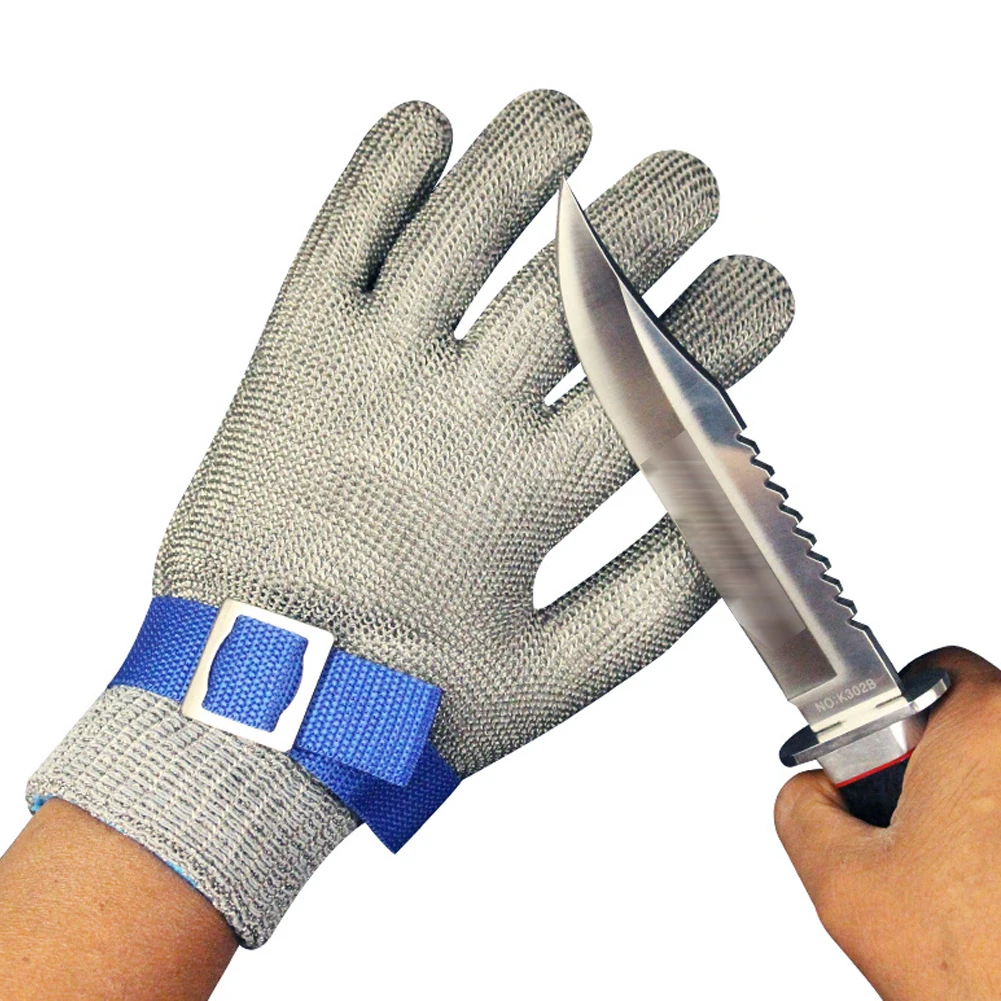 Guante resistente a cortes, guantes metálicos de malla de acero inoxidable, seguridad laboral, anticorte, matanza, carnicero, corte, guante de hierro para matar peces