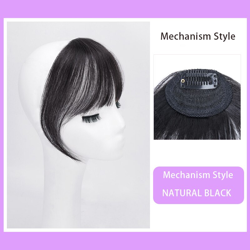 LVHAN noir/brun clair pince sur frange postiches pour les femmes frange pince dans les Extensions de cheveux synthétique haute température Fiber