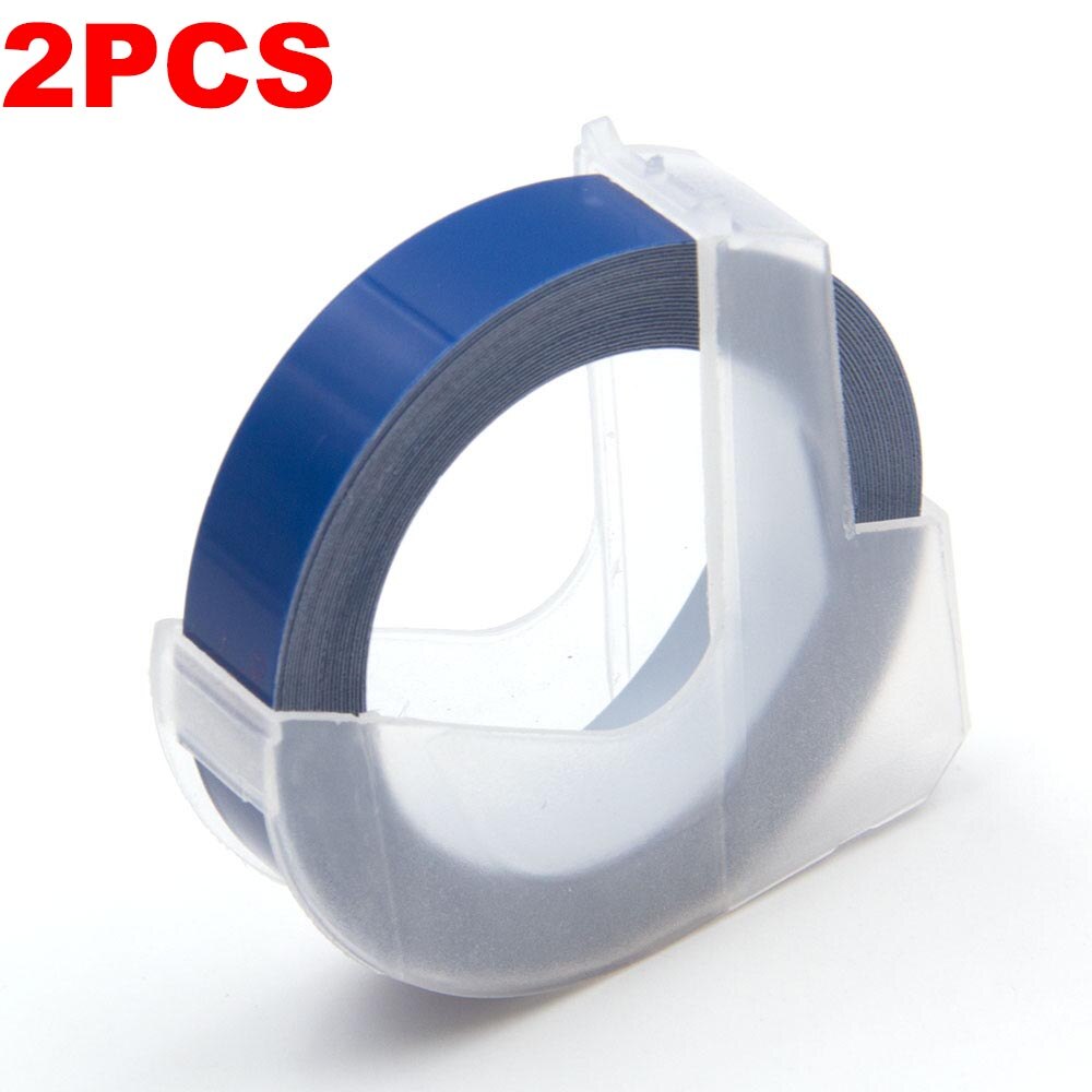 Absonic 2PK 9mm 3D Embossing PVC Label Tapes Compatible Dymo 1610 1880 12965 Manual Label printers for Motex E101 Label Makers: White on Blue