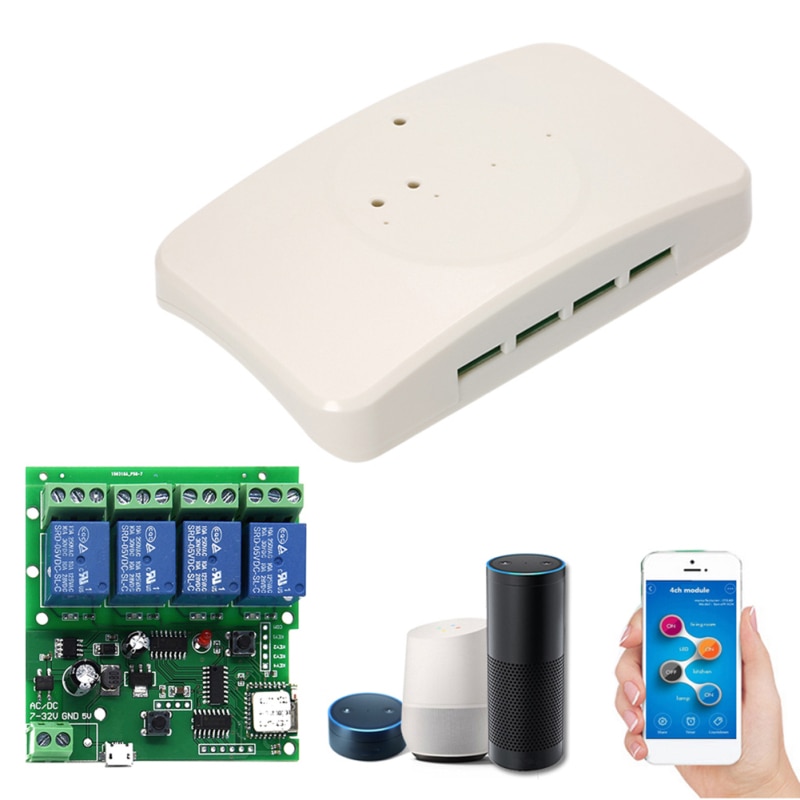 4CH Smart Remote Control Module RF Receive 5V-220V 10A Relays WIFI Wireless Switch Home eWeLink APP Work With Alexa Google home