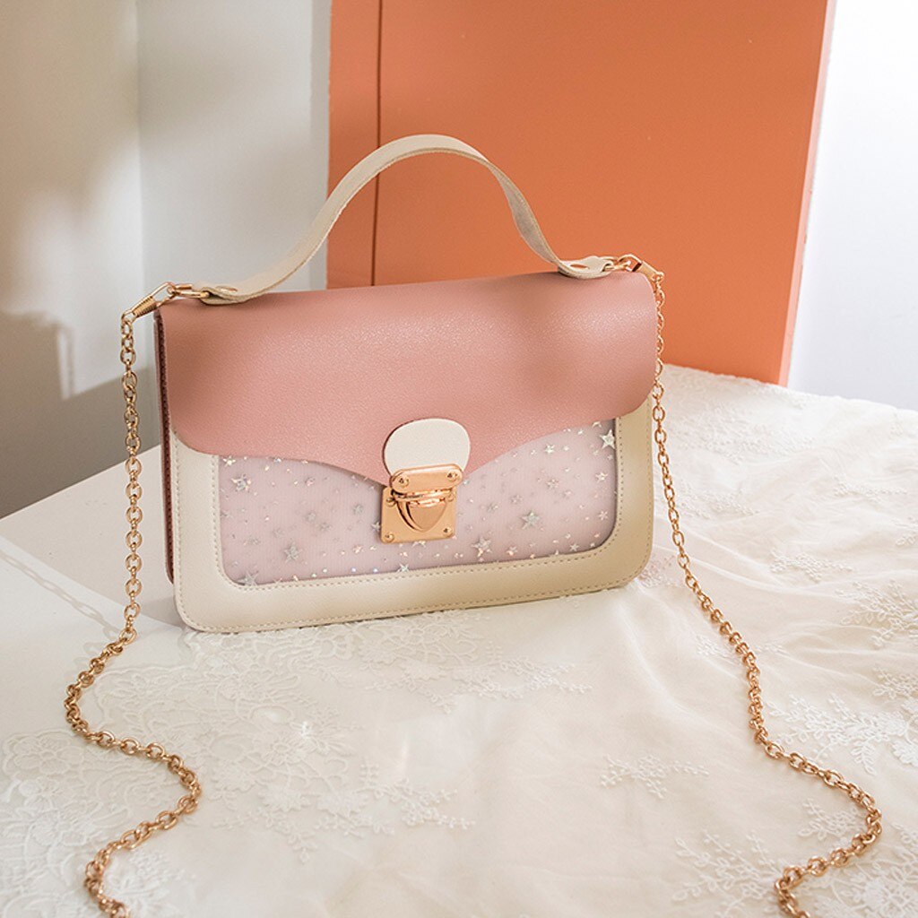 Women Bag Sequin Shoulder Small Flap Crossbody Bags Messenger Bag For Girl Handbag Ladies Phone Purse Bolso Mujer #S: Pink