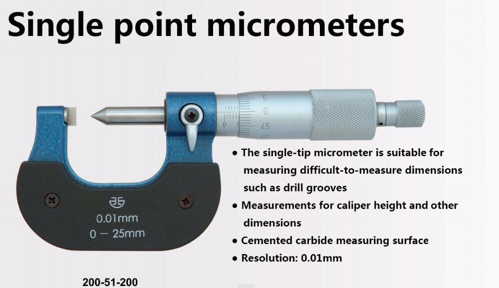 Single point blade micrometers 0-25mm 0.01mm blade buiten micrometers