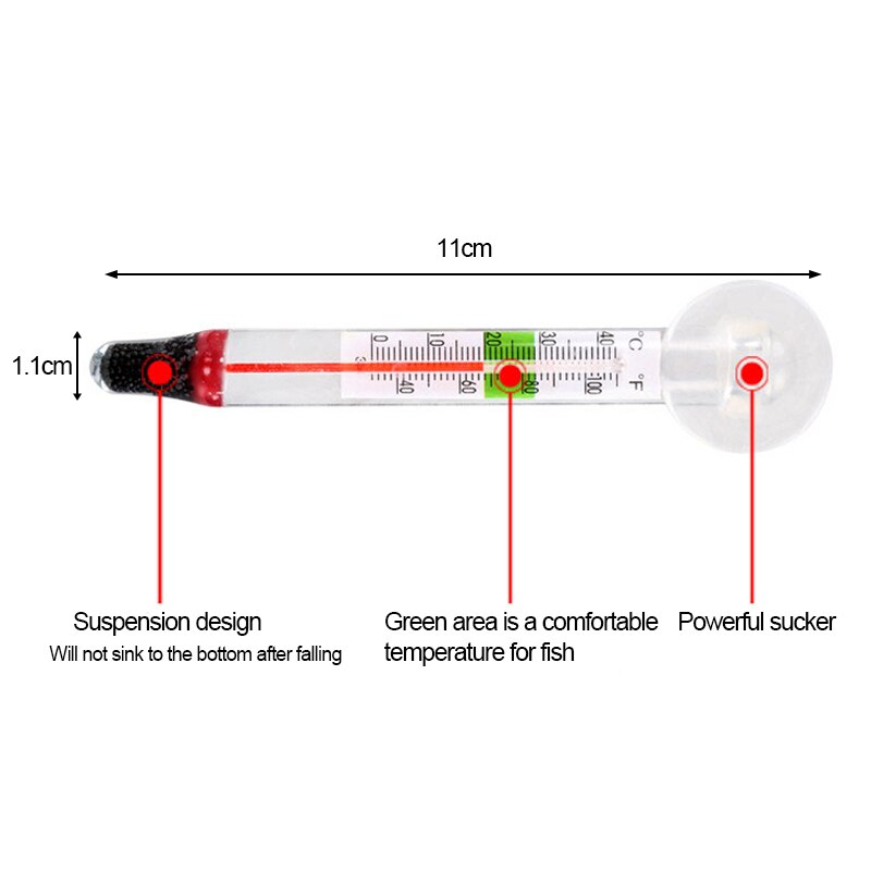 Tauch Thermometer für Glas Aquarium, Zubehör für Wasser Temperatur Messung, Wasserdicht Saugnapf