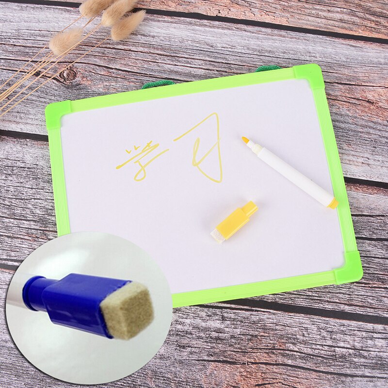Mini pizarra blanca, pizarra para dibujar en seco, pequeño cartel para colgar con rotulador para niños, de estudio