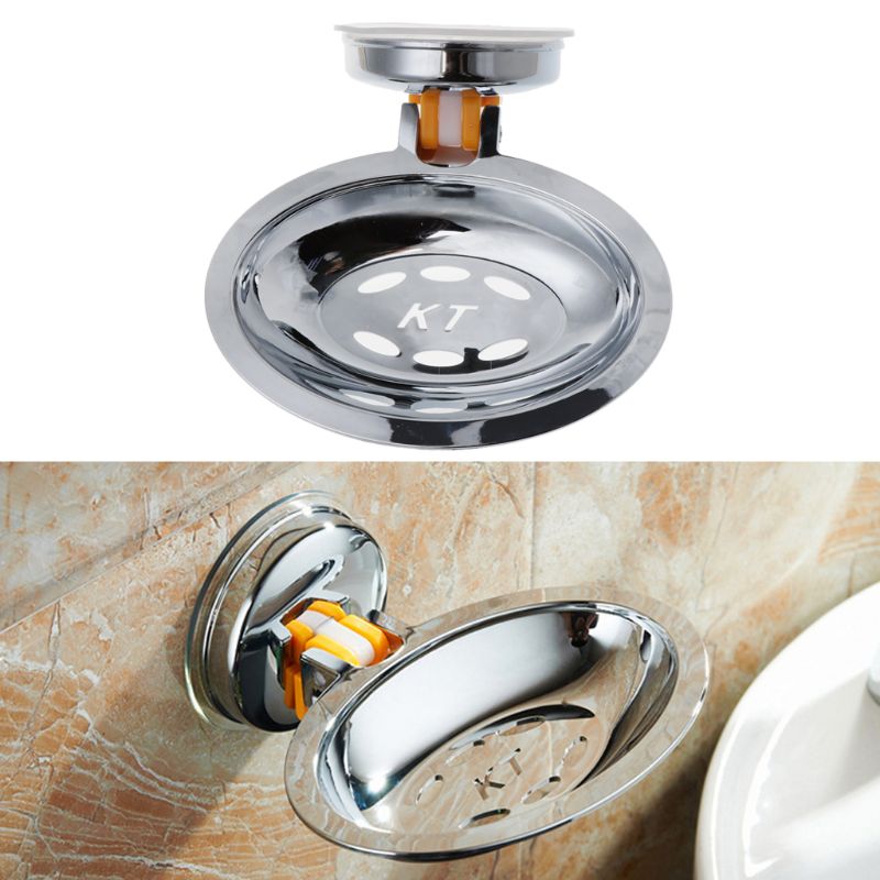 Stainless Steel Vacuum Suction Cup Soap Holder Soap Dish for Bathroom Kitchen