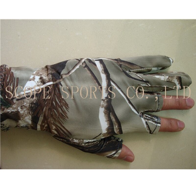 Fishing Accessory Polyester Cotton Camouflage Non-slip Breathable Durable 3 Low-Cut Fingers Fishing Gloves