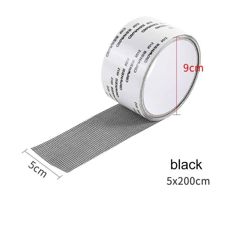 Zelfklevende Screen Reparatie Tape Venster Deur Waterdichte Patch Super Fix Anti-Insect Deur Klamboe Mesh Gebroken gaten Reparatie: Black