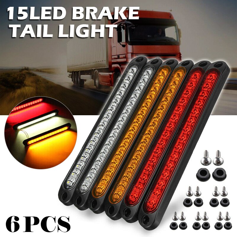 6pcs 15LED Rear Light Trailer Stop Signal Trailer LED Lights Truck LED 24v Truck Lights LED Tail Light 10-30V Tail Brake Light