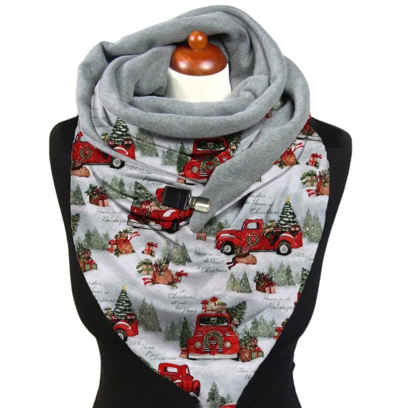 Zimowy ciepły duży szalik świąteczny koc Santa bałwan szal z klipsem 83XF: 6EE406842-1