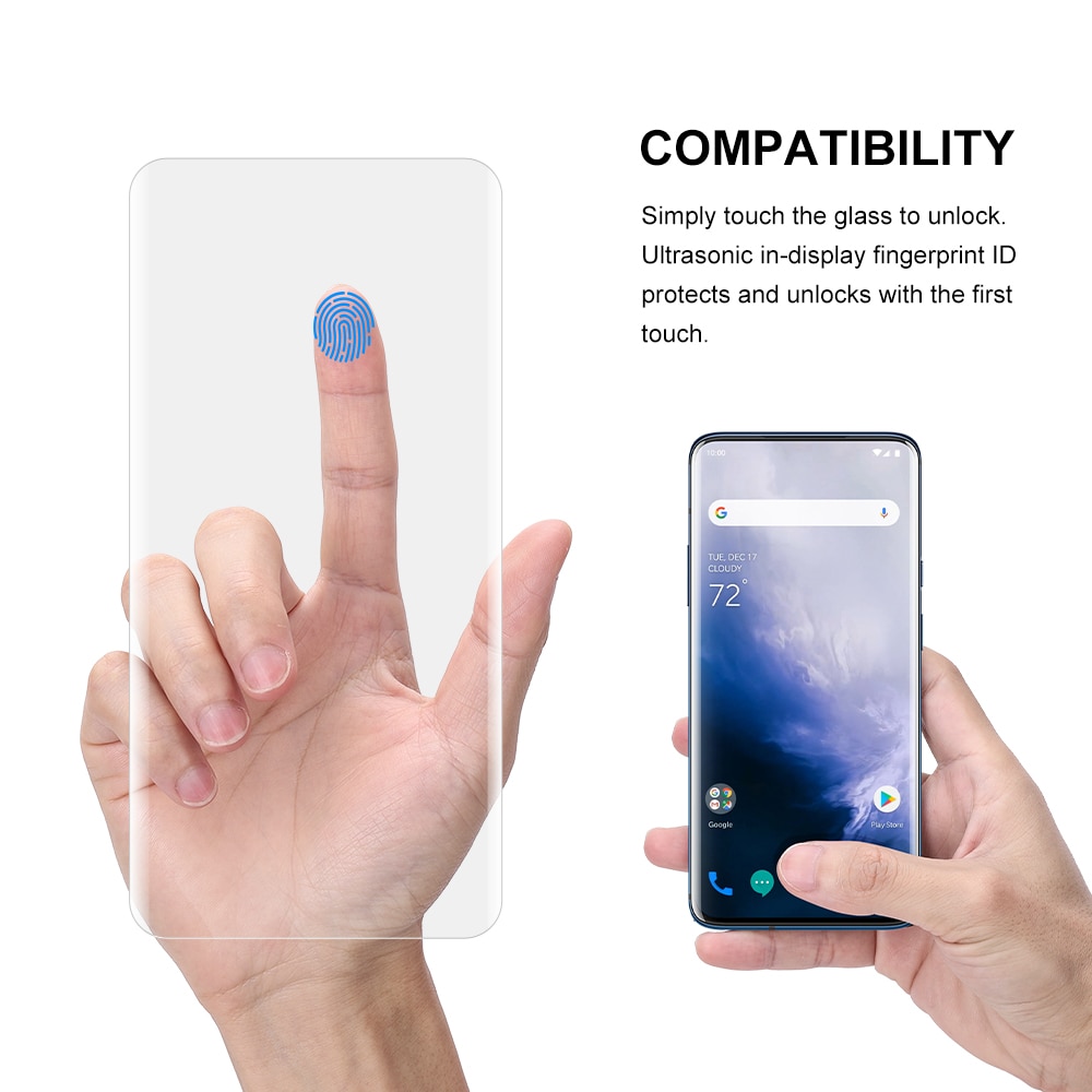 Screen Protector with fingerprint unlock for Oneplus 7 Pro UV Glass film full cover for Oneplus 7T Pro tempered glass