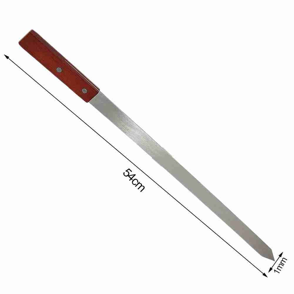 1PCS Skewer Barbecue Tool Mutton Sign Wooden Handle Barbecue Drill Round Steel Bbq Fork Barbeque Tools