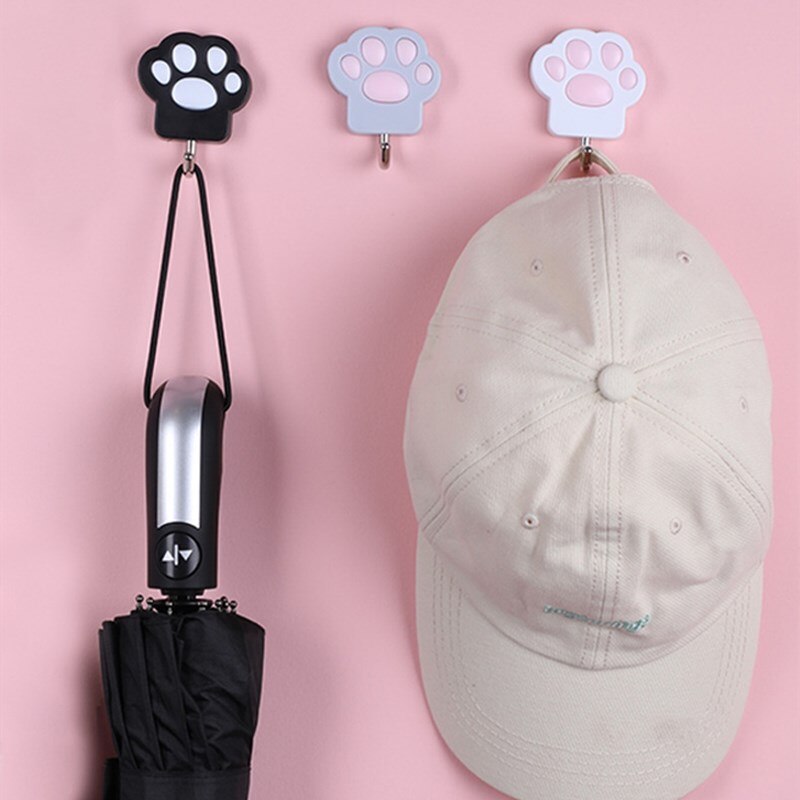1Pcs Kat-Poot Vorm Wall Mount Hangers Sleutelhouder Zelfklevende Haak Jas Kleerhanger Handdoek Houder Thuis organizer Haken