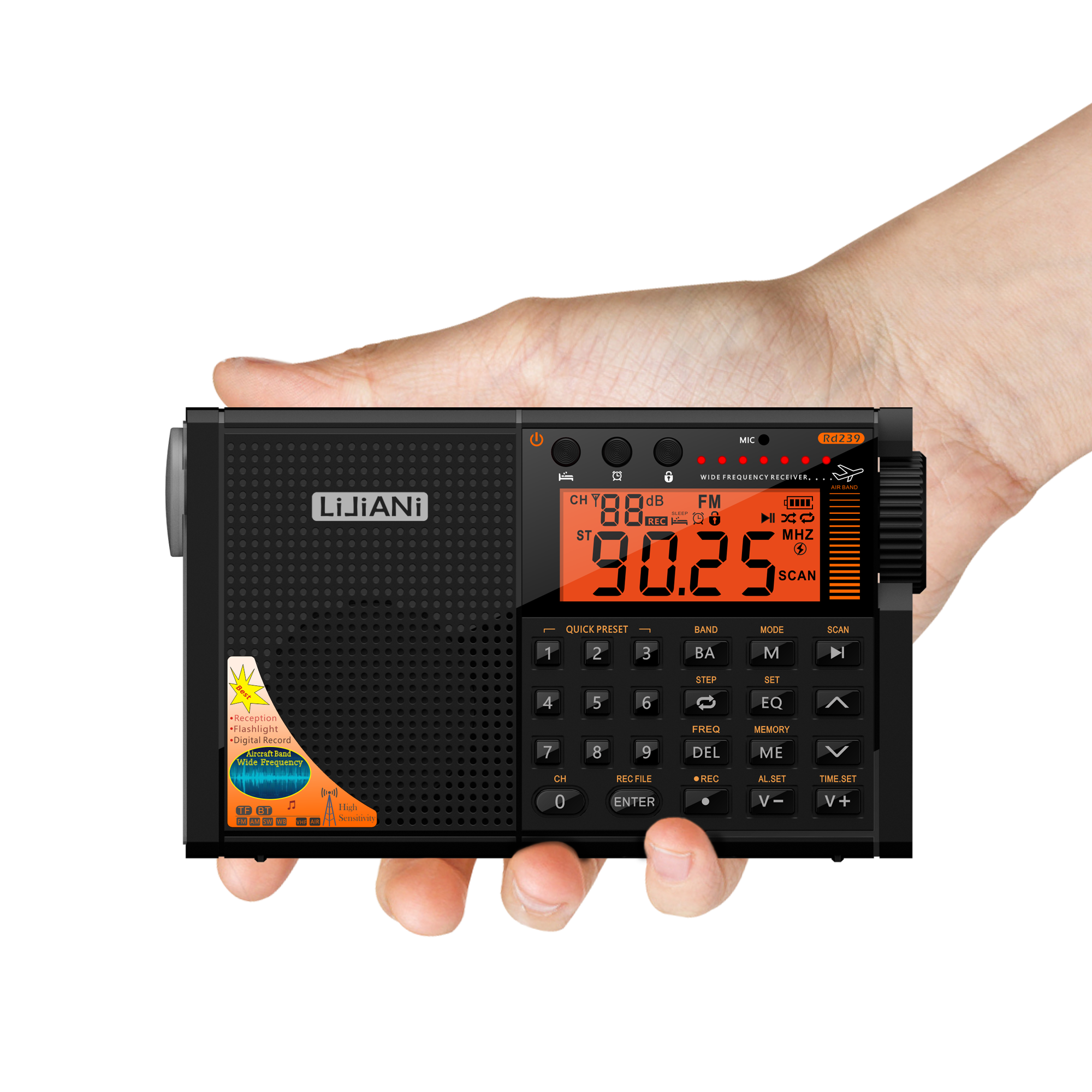 Rd239 fm sw mw vhf air wb alle welt band radio mit bluetooth/tf kartens pieler, digitale aufnahme, wecker amateur kurzwellen radio