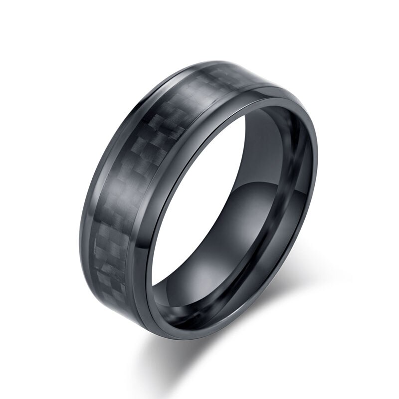 Rostfritt stål kolfiber ring för män kvinnor par ring svart silver färg manliga smycken tillbehör: 7 / Svart