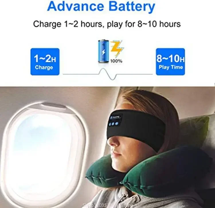 Bluetooth Sleeping Headphones Sports Headband Thin Soft Elastic Comfortable Wireless Music Earphones Eye Mask for Side Sleeper