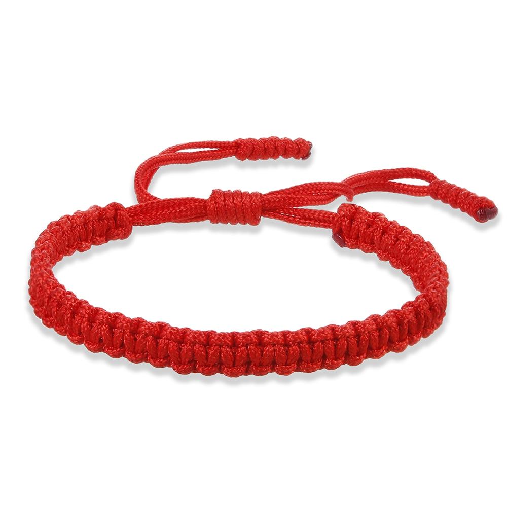 Handmade Tibetan Buddhist Lucky Rope Bracelets Bangles Black &amp; Red Thread Adjustable Knots Bracelet for Women Men Wrist Jewelry: Rood