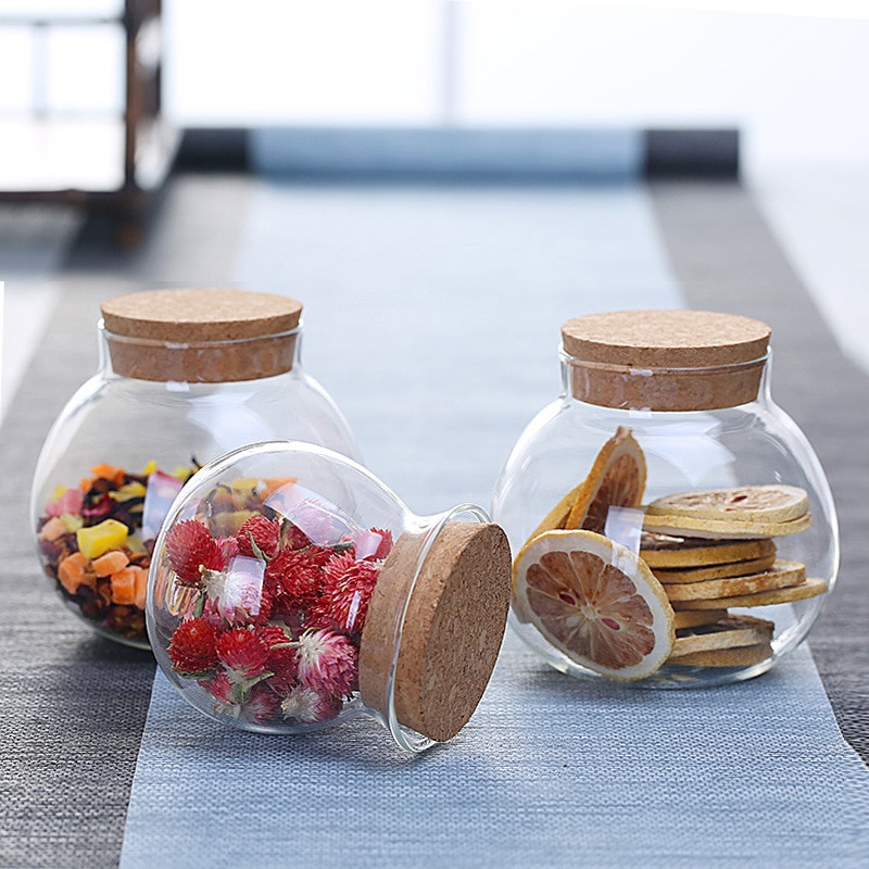 Sealed Glass Jars Borosilicate Heat-resistant Transparent Glass Storage Jars Flower Tea Dried Fruit Nuts Cans