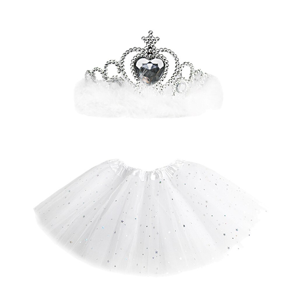 2 uds. De Mini faldas de princesa tutú de tul falda de Ballet para de baile con corona, accesorios para fotos de verano para niños