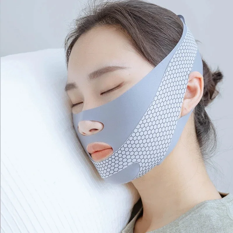 Face-Lift Mit Schlaf Gesicht V Shaper Gesichts Abnehmen Verband Entspannung Form Lift Reduzieren Doppel Kinn Gesicht Dünnen Band Massage: Blau