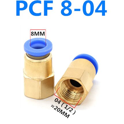 Conector rápido neumático, conexión de aire para 4, 6, 8, 10, 12mm, tubo de manguera de 1/8 ", 3/8", 1/2 ", 1/4", BSP, rosca hembra de latón: 8-04