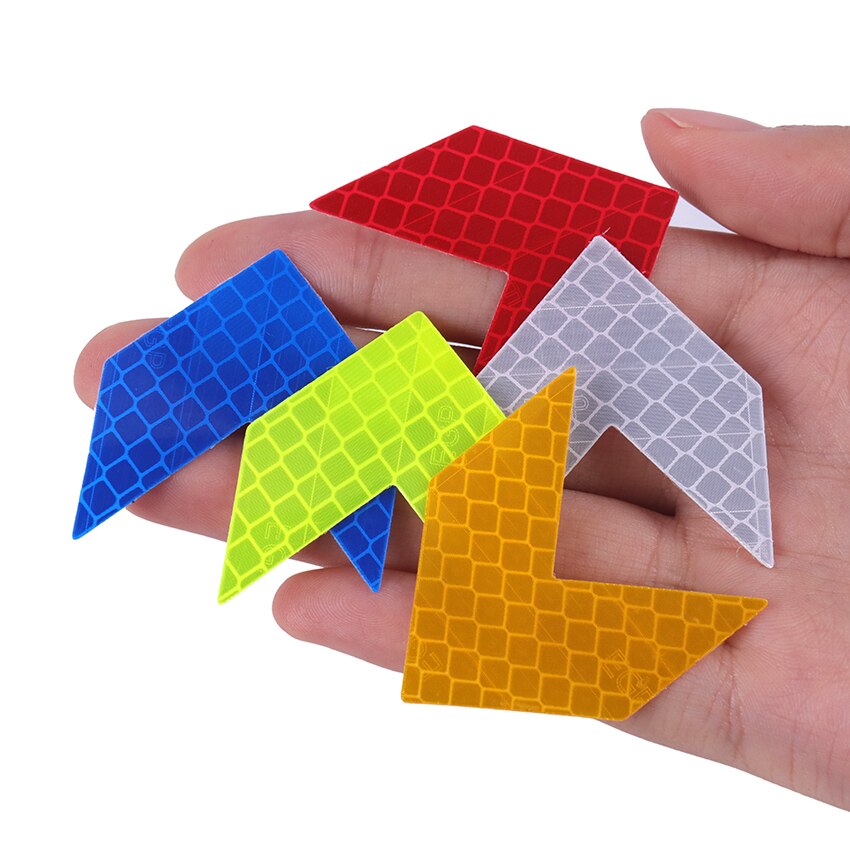 10 Pcs/set Car Sticker Reflective Arrow Sign Tape Warning Safety Sticker For Car Bumper Trunk Reflective Tape Car Decoration