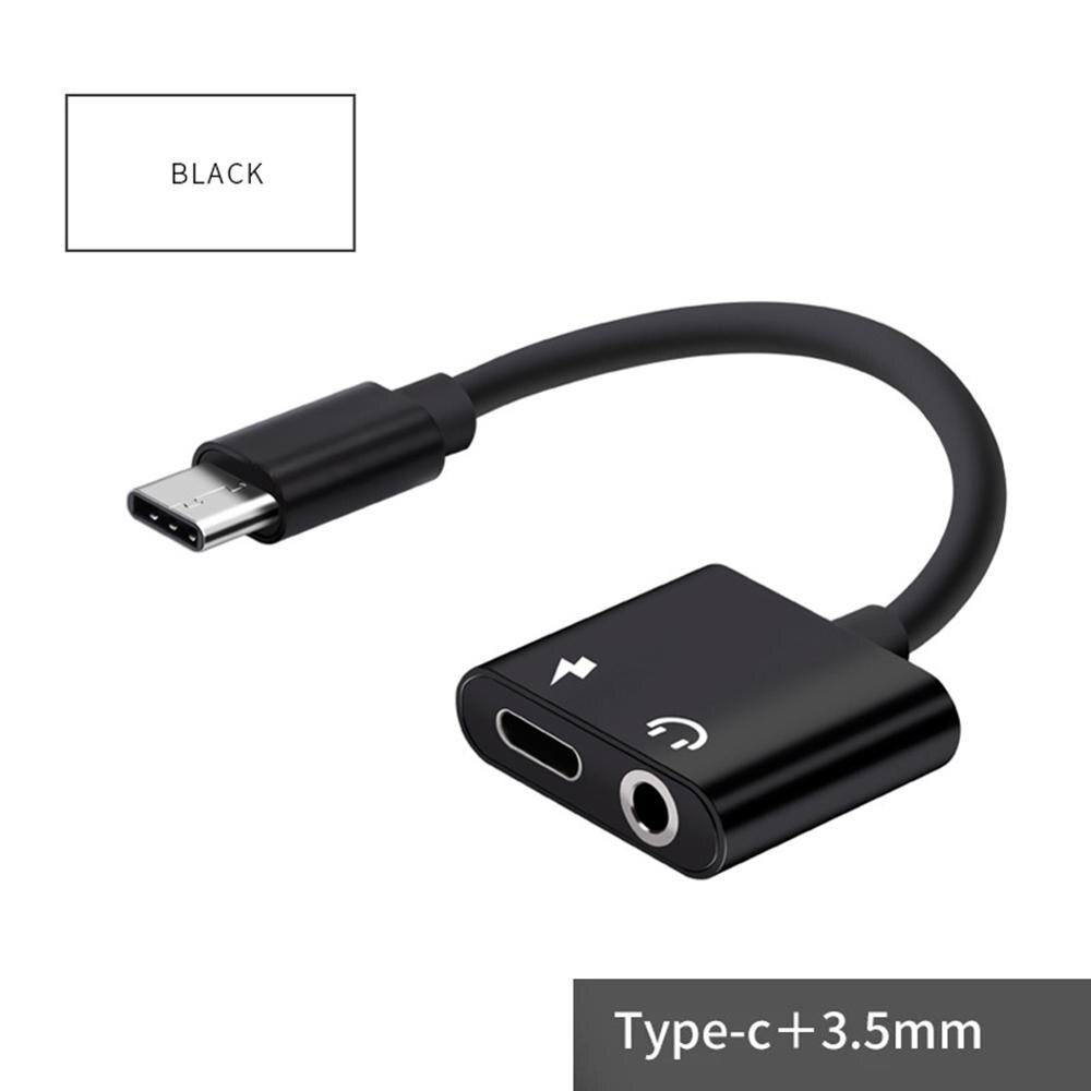 2 in 1 typ-c  zu 3.5mm Audio--adapterkabel ladeanschluss kopfhörer typ-c audiokabel aux-adapterkabel Headset anrufe Android: Schwarz