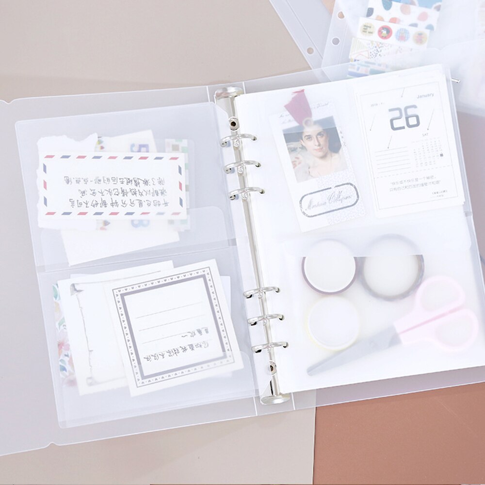 A5/A6 Transparent Storage File Holder Pouch Loose Leaf Notebook Collection Bag DIY Diary Accessory Name Card Case Storage Bag