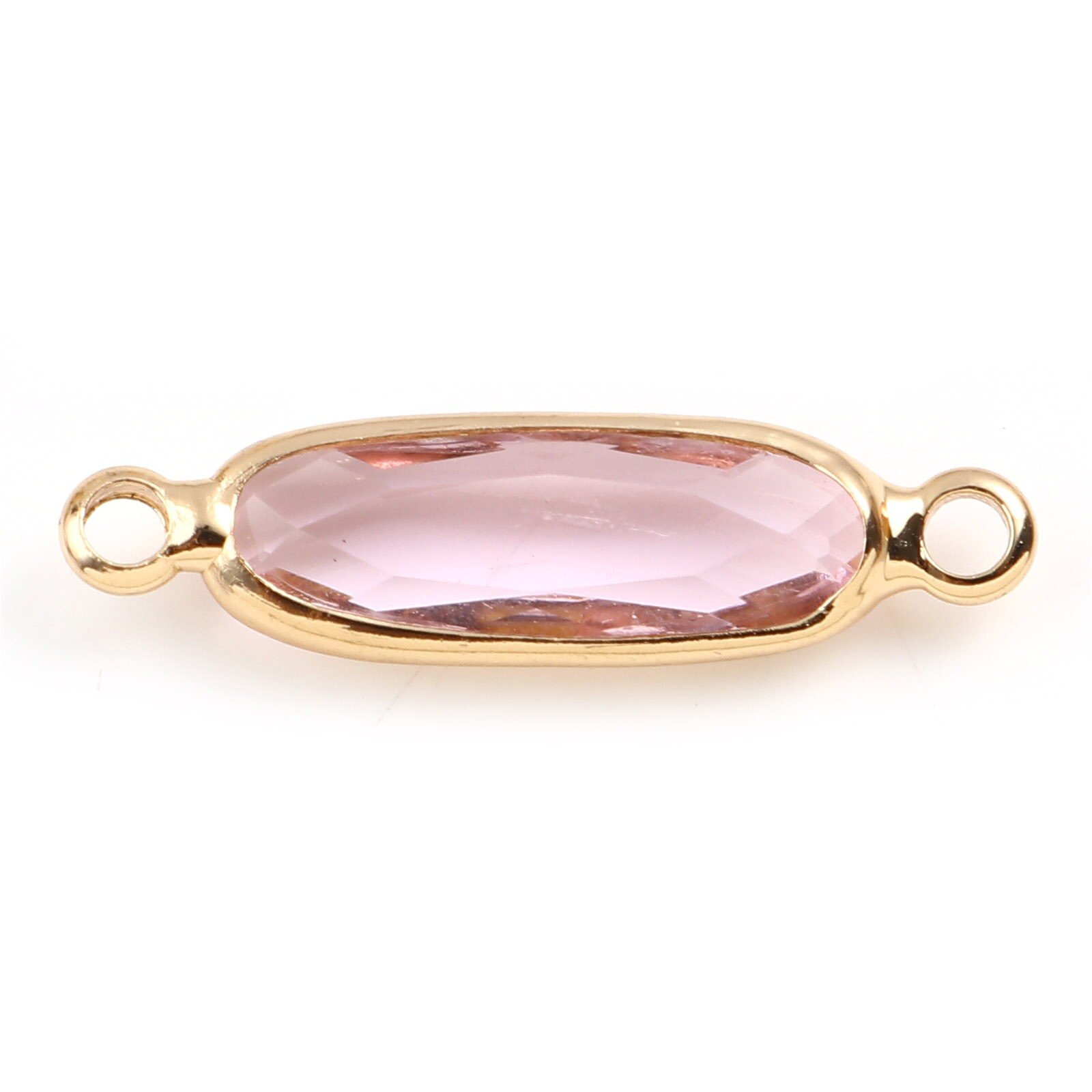 Szkło wielokolorowe złącza owalne złoty kolor miedzi Charms DIY dokonywanie naszyjnik bransoletki kobiety ocena biżuteria, 22mm x 6mm,5 sztuk: Light Pink