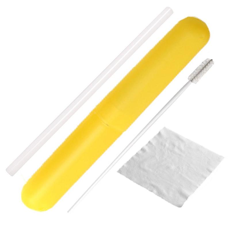 1 Juego de pajitas de vidrio reutilizables, pajilla recta reutilizable, Pajita para beber con cepillo de limpieza y paño de limpieza para bebidas frías y calientes: 06