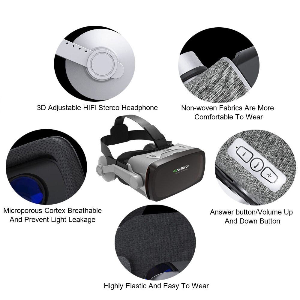 G07E 3D VR Glasses Box VR Headset Helmet For 4.7 to 6.53 Inch Smartphones Movie Video Game Virtual Reality Devices With Rocker