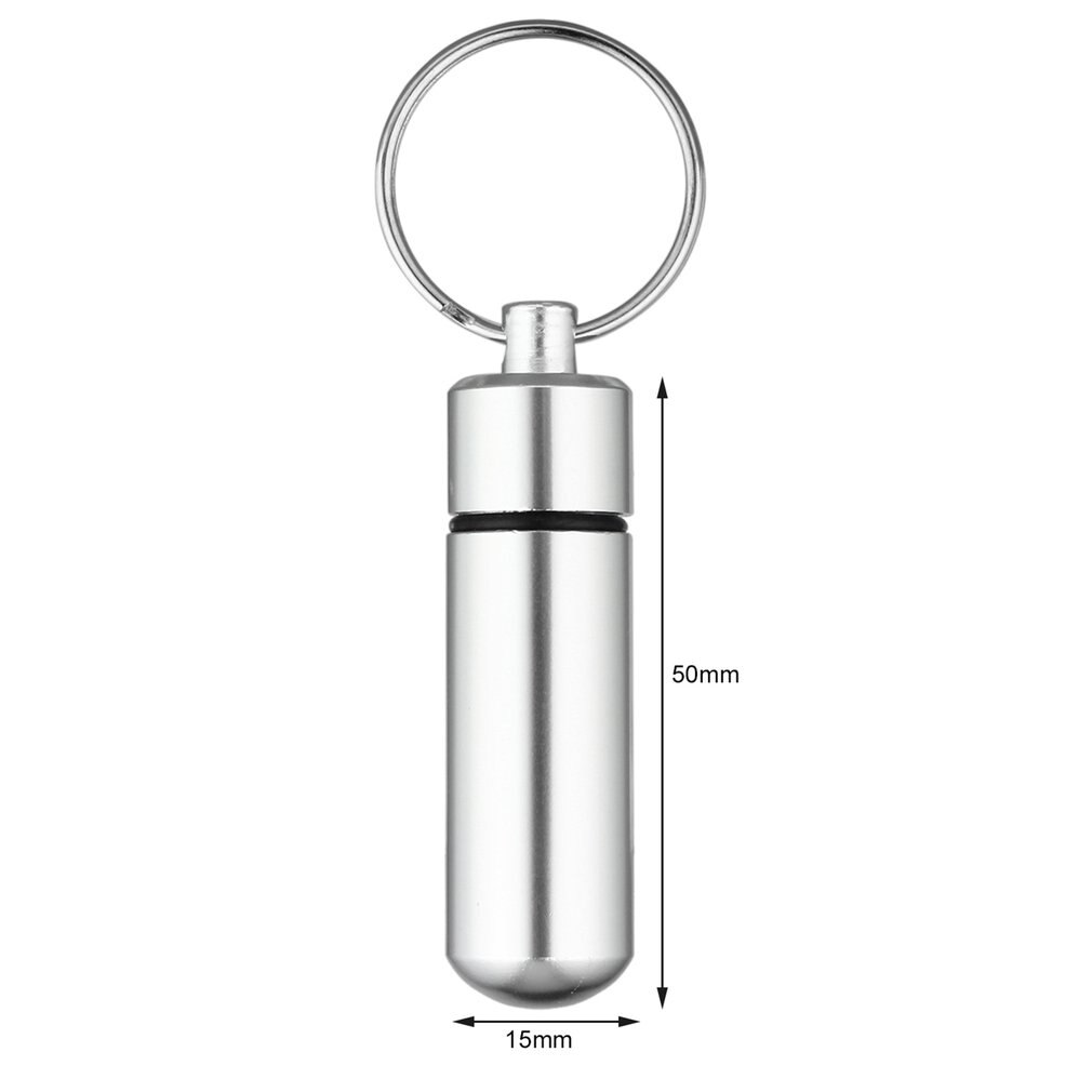 Mini Draagbare Reizen Pil Geneeskunde Box Case Waterdichte Container Sleutelhanger Gereedschap Capsule Fles Sleutelhanger Keten Ehbo Geneeskunde