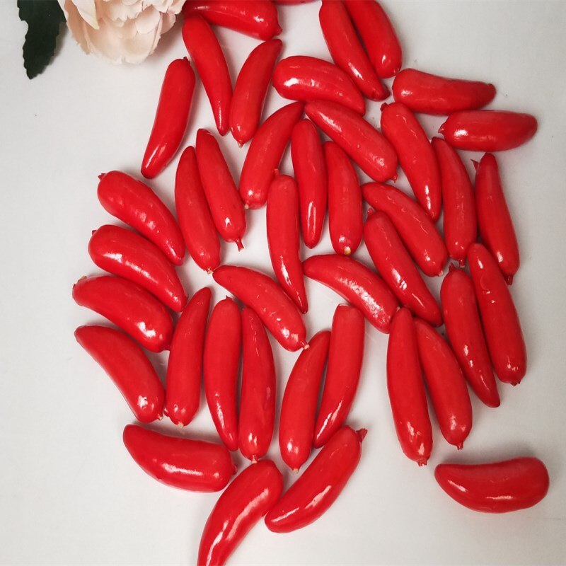 10 simulation peber rød peber gul peber kunstige grøntsager fotografering rekvisitter julepynt plast fest dekoration: Lille rød peber (wi