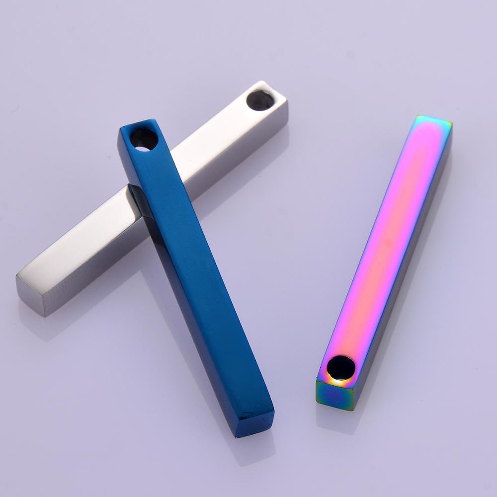 5 pcs Unisex Stainless Steel Rectangle Bar Pendant for Name Making Necklace Jewelry