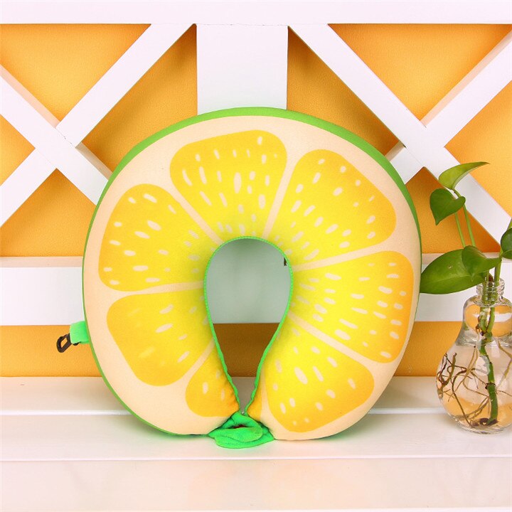 1 Pc 6 Kleuren 3D Fruit U Vormige Kussen Bescherm De Nek Reizen Watermeloen Citroen Kiwi Oranje Kussens Kussen Vliegtuig kussen: Banana