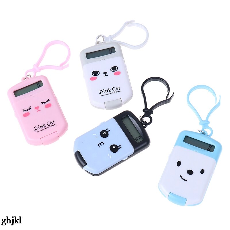 Portable Digit Calculator Kawaii Mini Calculator Pocket Display Cartoon Cute Keychain Calculator Office Supplies