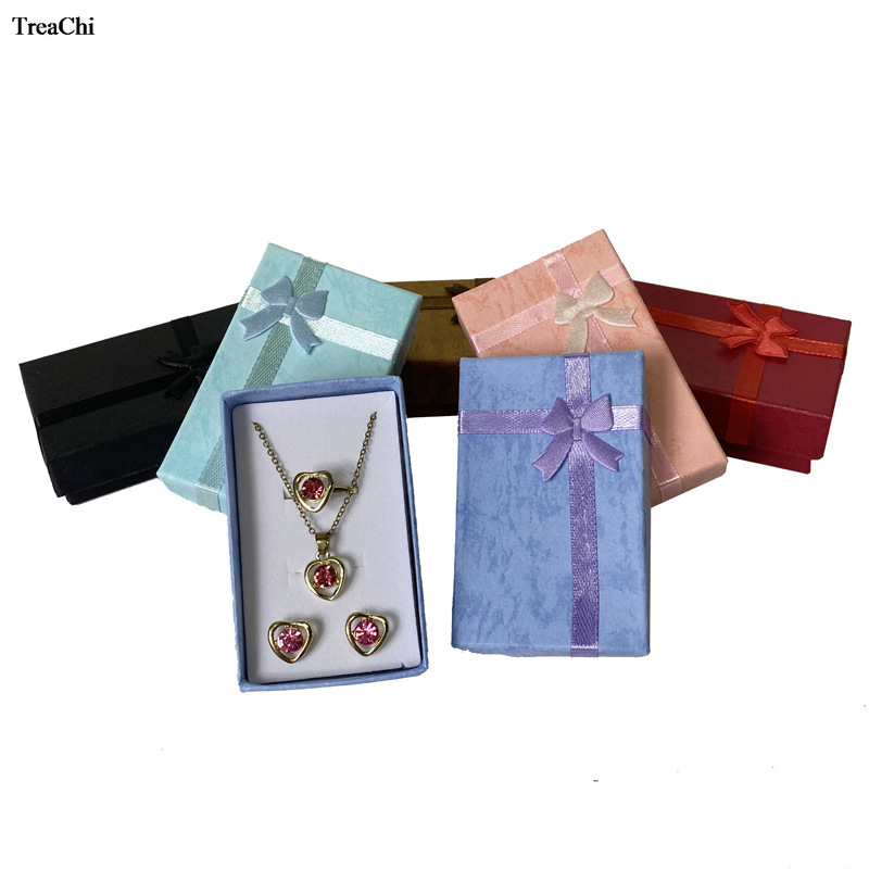 Schoonheid Kleur Papier Ring Sieraden Opbergdoos Set Van Sieraden Oorbel Hanger Ring Organizer Display Box Lint Ring Case