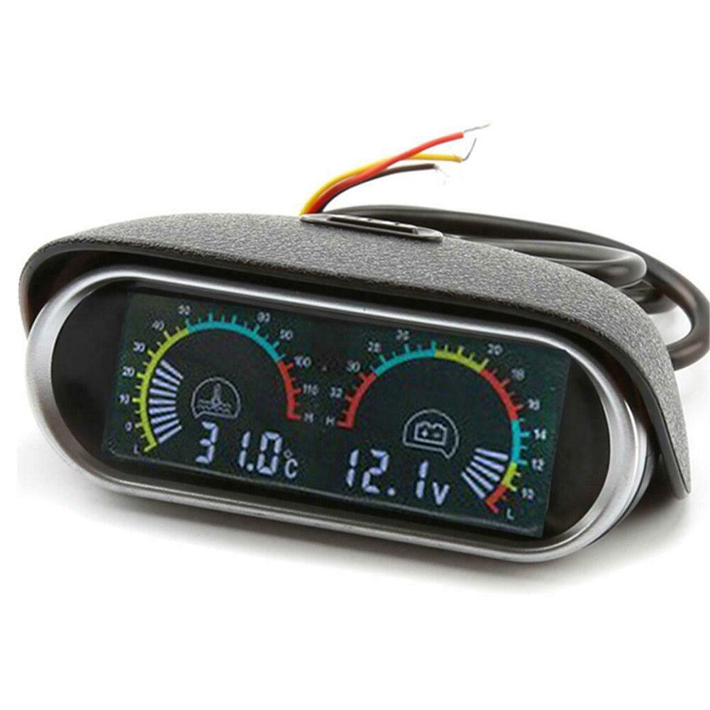 Horizontal Truck High Accuracy 2 In 1 Temp Sensor Car Motorcycle Universal Water Temperature Gauge 12V 24V Durable LCD Voltmeter
