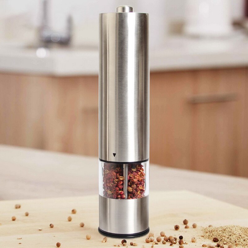 High Grade Stainless Steel Pepper Mill Electric Pepper Grinder Adjustable Thickness Automatic One-handed Operation Kitchenware
