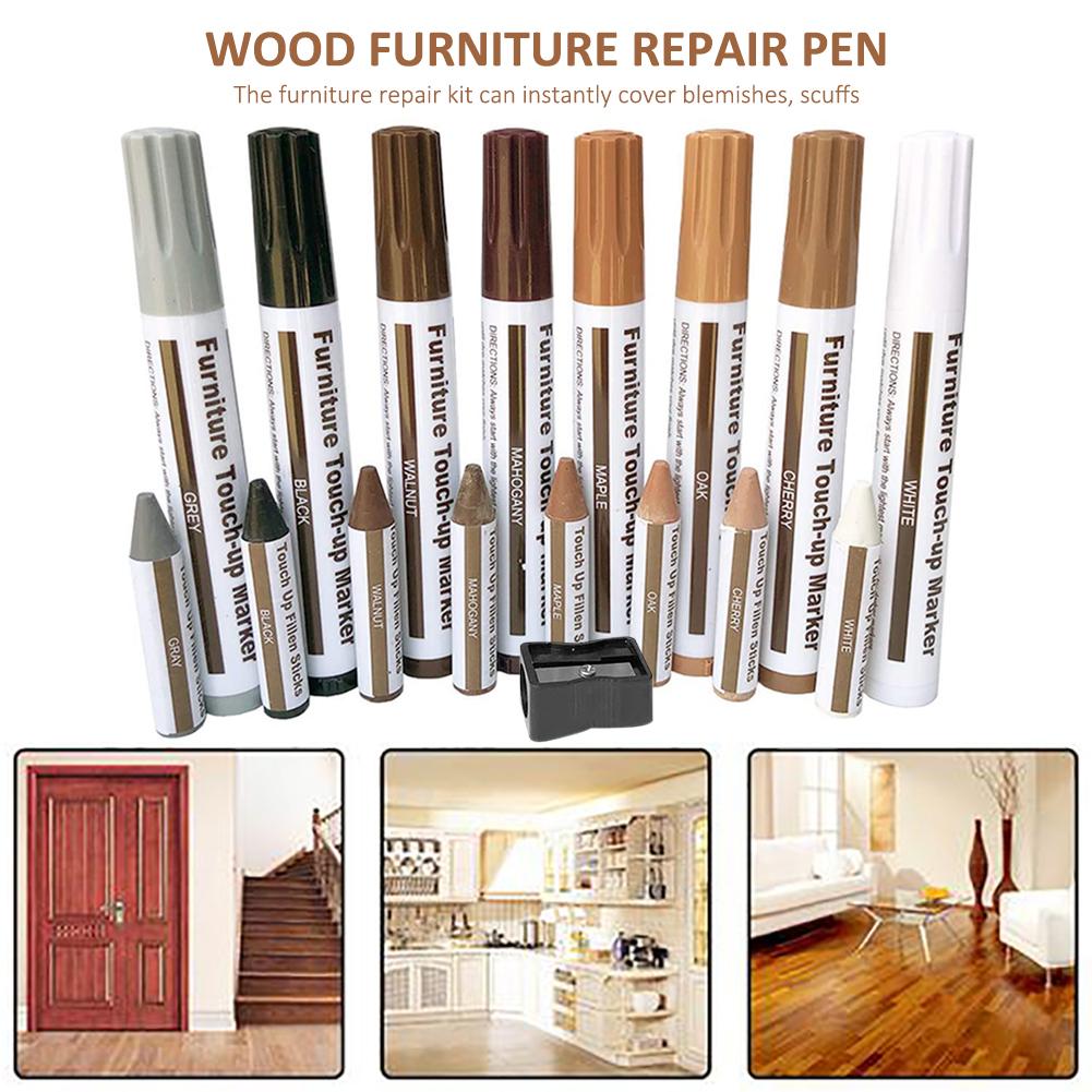 Furniture Touch Up Kit Markers Filler Wax Sticks Wood Repair Paint Pen Restore Floors Tables Scratches Tool