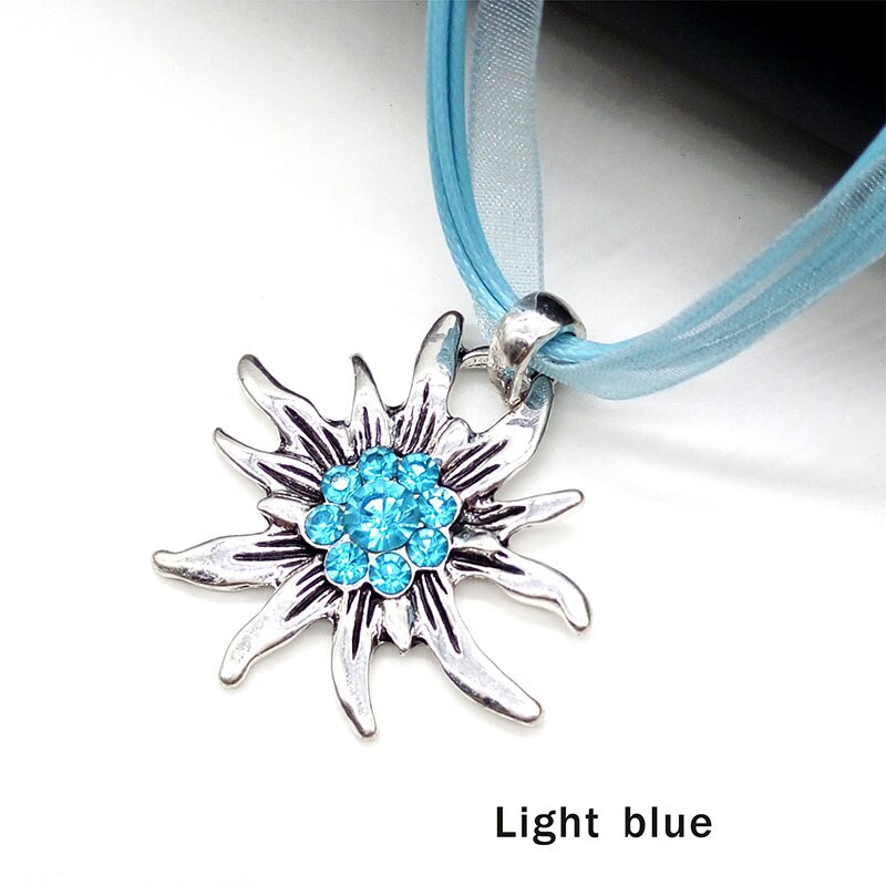 Collar con colgante Edelweiss de flor Vintage austriaco para mujer, disfraz tradicional de Dirndl de Oktoberfest, joyería alemana al por mayor: light blue