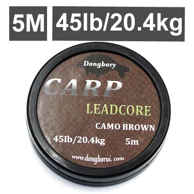 5m chumbo núcleo carpa linha de pesca 12 trançado gancho ligação líder camo brown fio rápido afundando suprimentos da carpa equipamento de pesca linha: 1PC-5M-45LB