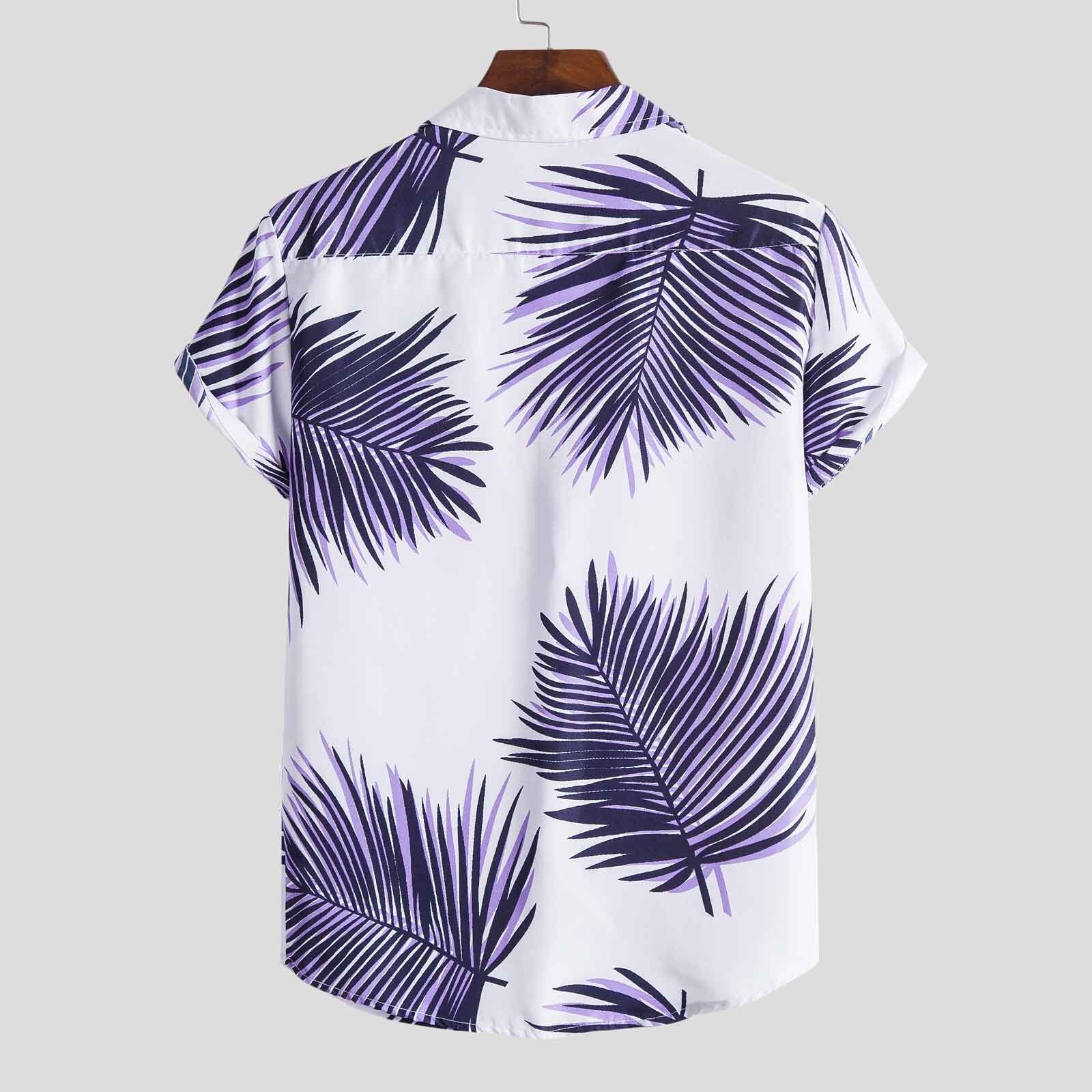 Mens Beach Hawaiian Shirt Mens Short Sleeve Hawaiian Shirt Fast Drying Plus Size Asian Size Summer Casual Floral Beach Shirts