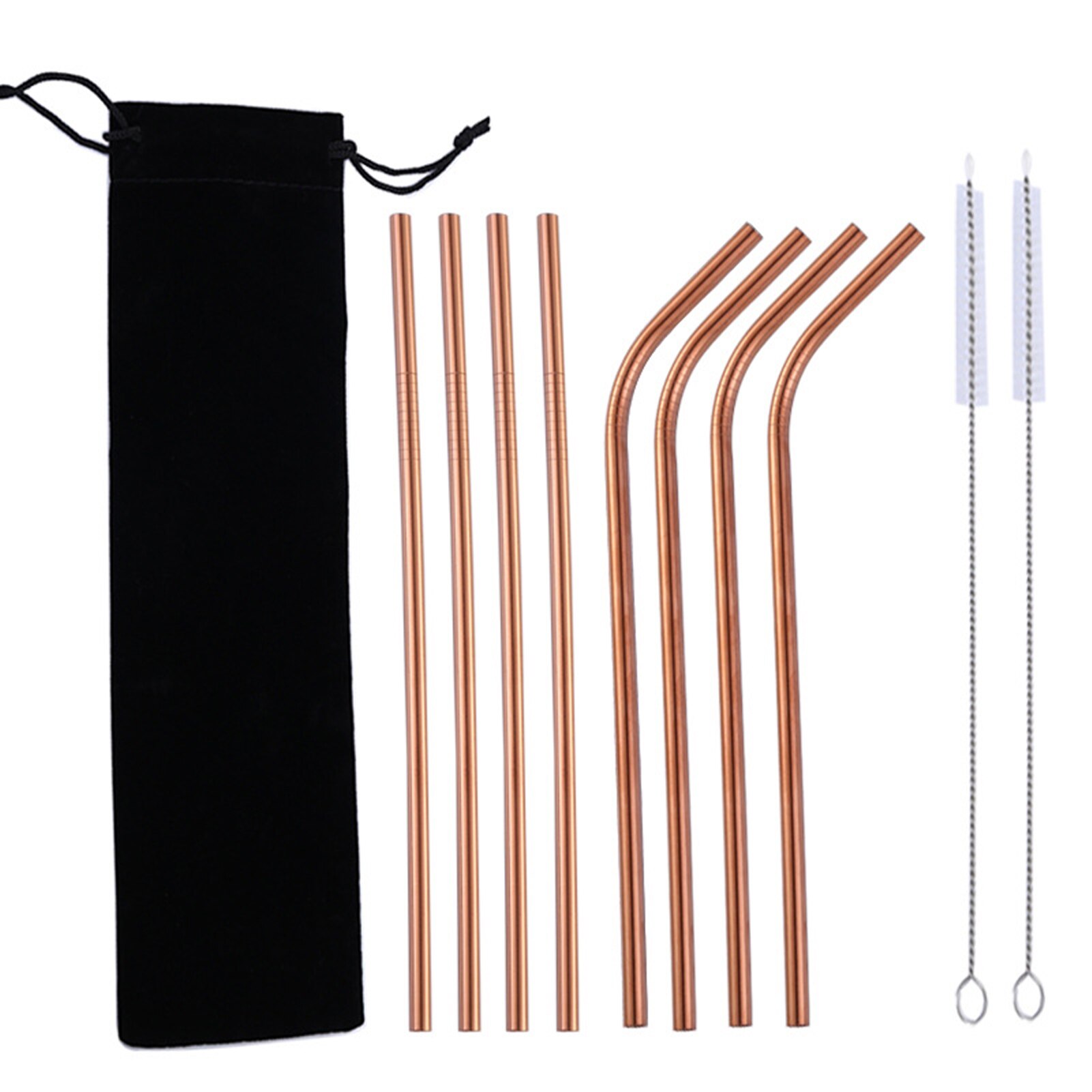 10pcs/set Cocktail Party Bar Reusable Straws Cleaning Brushes Long Birthday Wedding Coffee Drinking Festival Stainless Steel: E