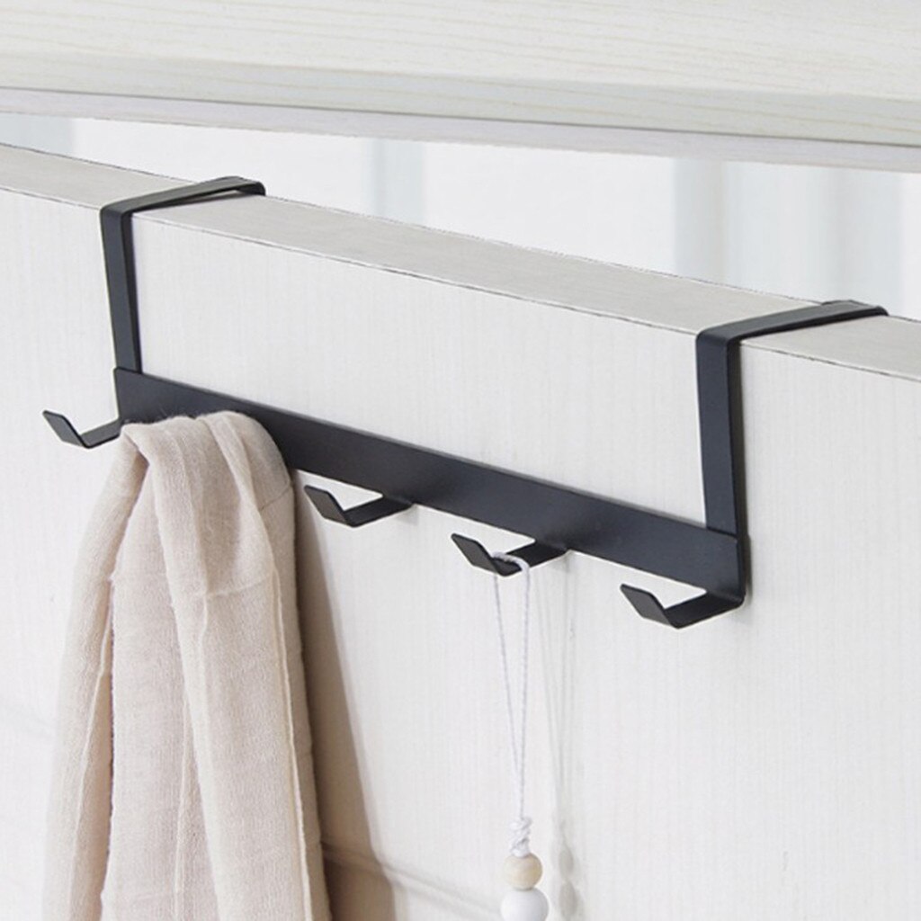 Over De Deur 5 Haken Home Badkamer Organisator Rack Kleding Jas Hoed Handdoek Hanger Haken Home Badkamer Organisator Rack Kleding jas: Black 