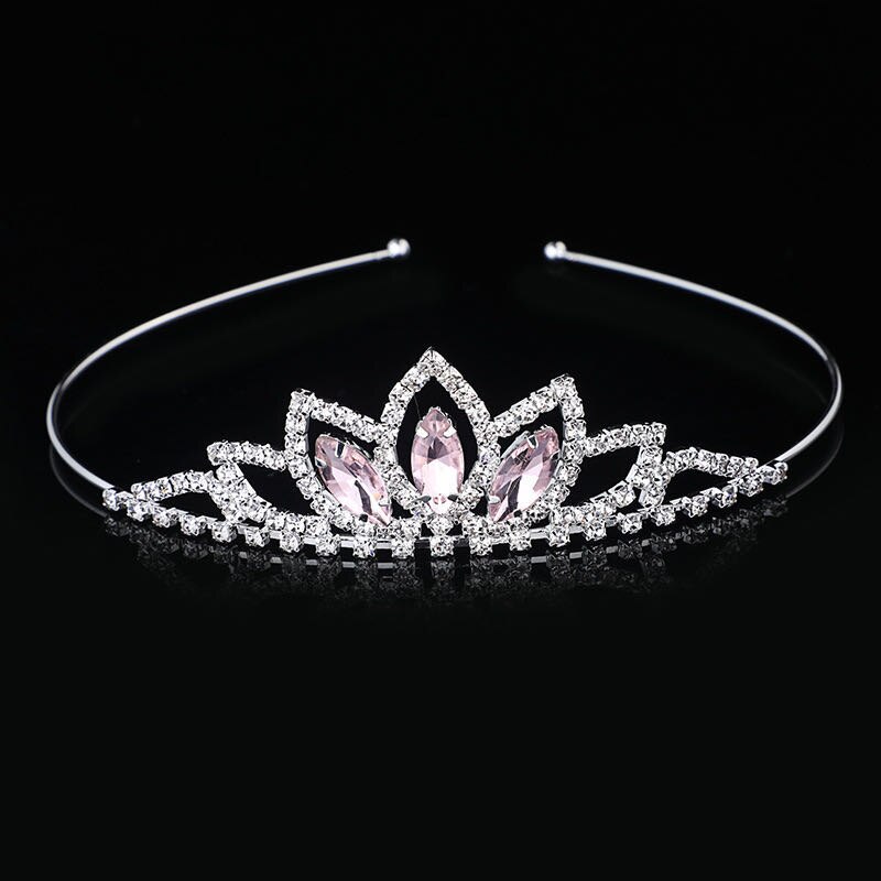 Princess Wedding Bridesmaid tiara with girl's crystal rhinestone hair ornament for bride's head: Pink