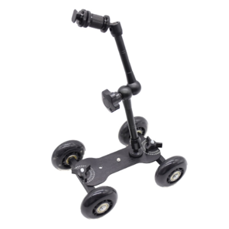 -Sports Camera Photography Rail Car Four-Wheeled Black Ultra-Quiet Desktop Mini SLR Camera Trolley: Default Title