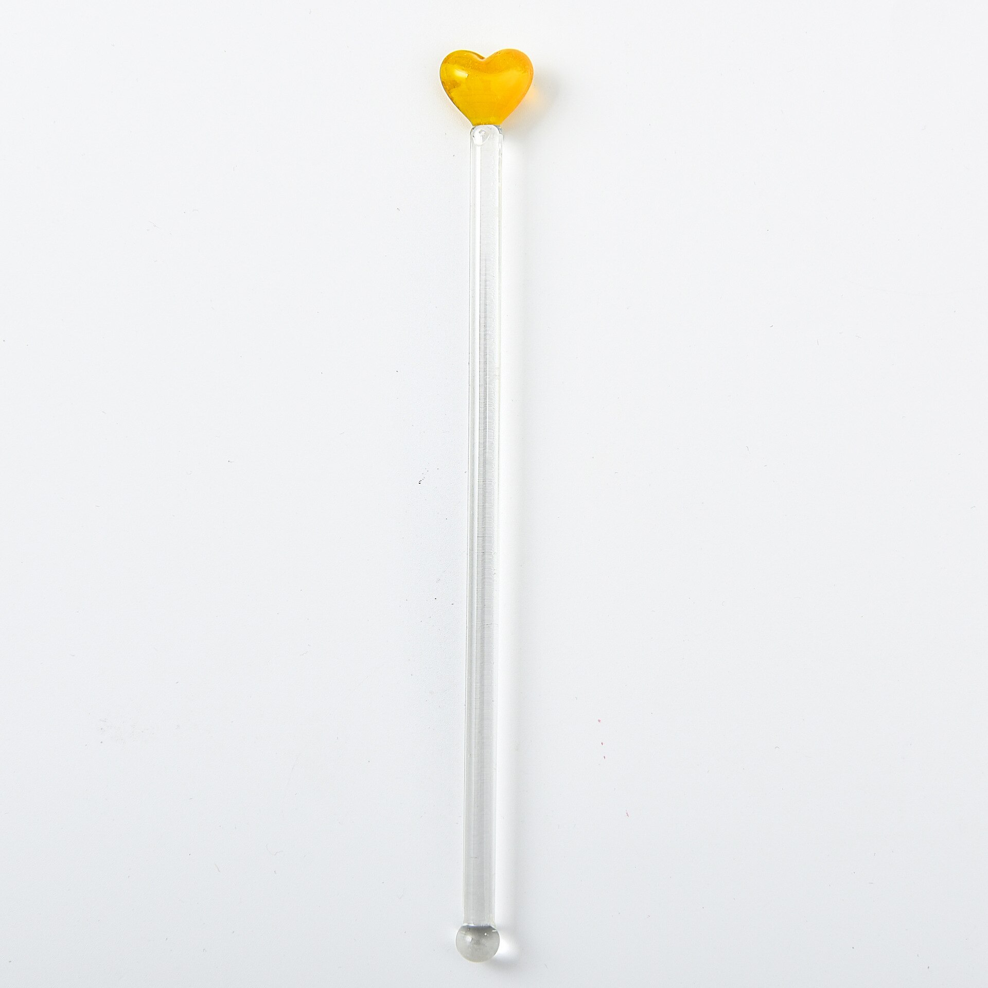 Cocktail Mixed-drink Stirring Stick Love Painted Glass Stirring Stick Cute Long Handle Juice Coffee Extension Spoon: yellow