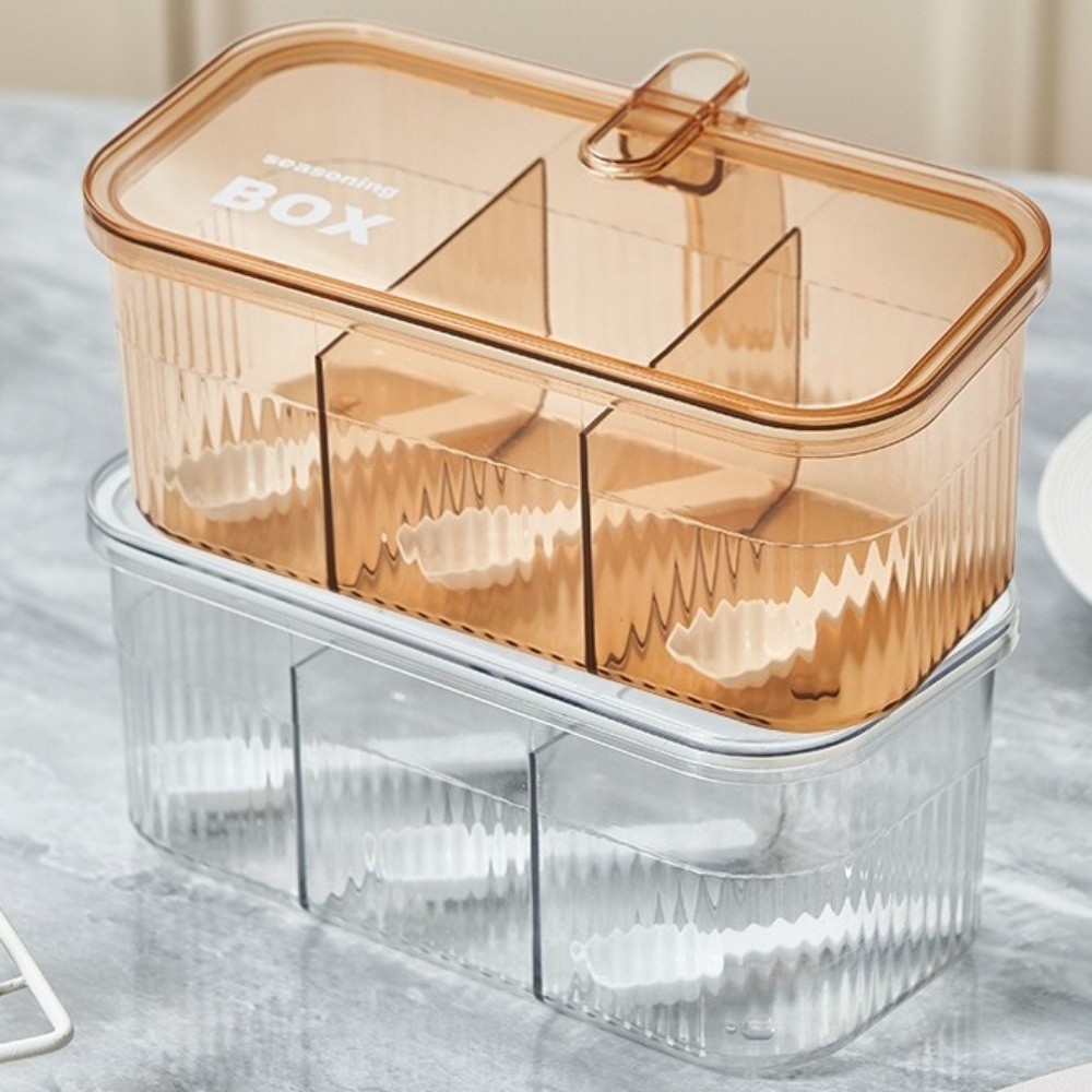 Nem at rengøre fugttæt krydderiboks plastik stabelbar krydderikrukke stor kapacitet gennemsigtig saltkrukke til hjemmelavet mad