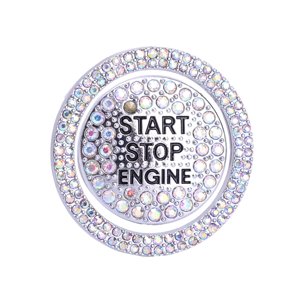 Auto Ein-Start-Taste Diamant Dekoration Aufkleber Innen Zündung Starter Schalter 3D Ring Strass Bling BlingSticker: Orange