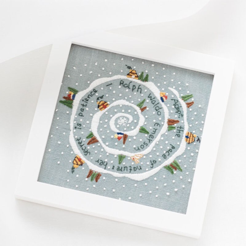 Diy broderi starter kit fortrykt håndarbejde plante mønster farve tråde til håndlavet tue 88